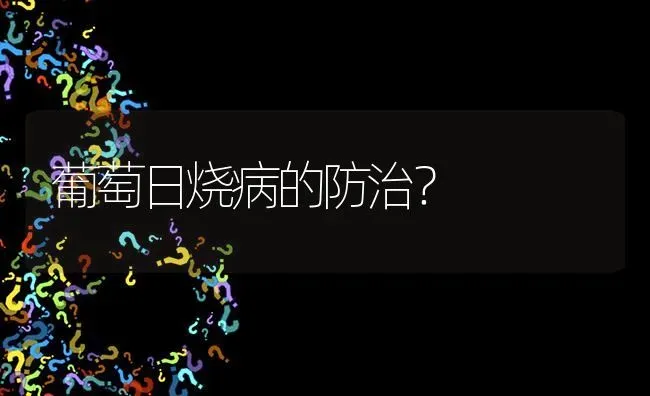 葡萄日烧病的防治? | 养殖问题解答