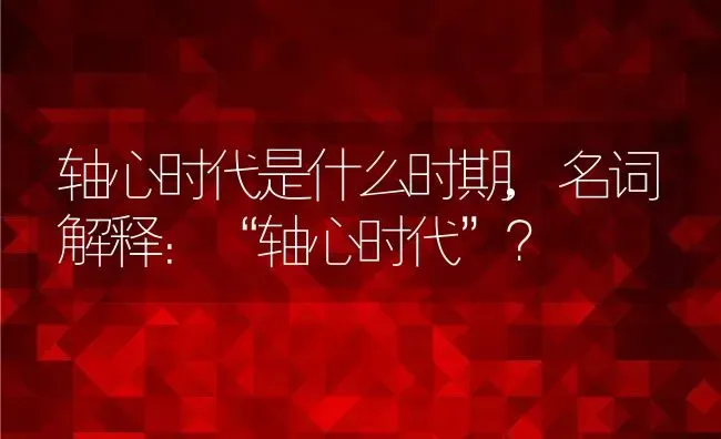 轴心时代是什么时期,名词解释：“轴心时代”？ | 养殖常见问题