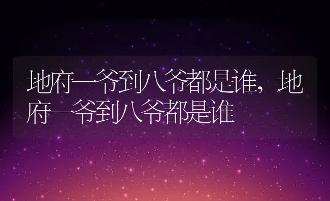地府一爷到八爷都是谁,地府一爷到八爷都是谁 | 养殖常见问题