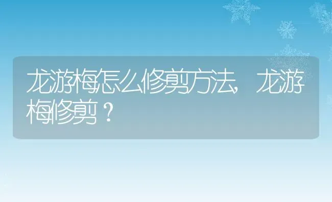 龙游梅怎么修剪方法,龙游梅修剪？ | 养殖常见问题