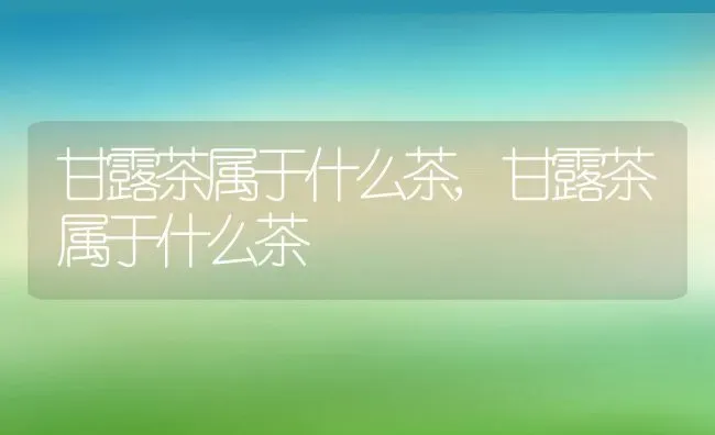 甘露茶属于什么茶,甘露茶属于什么茶 | 养殖常见问题