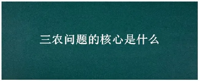 三农问题的核心是什么 | 农业常识
