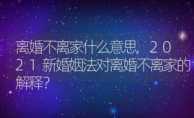 离婚不离家什么意思,2021新婚姻法对离婚不离家的解释？ | 养殖常见问题