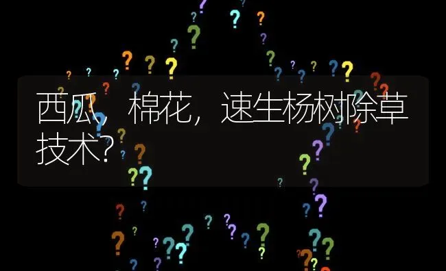 西瓜,棉花,速生杨树除草技术? | 养殖问题解答