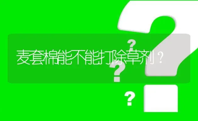 麦套棉能不能打除草剂? | 养殖问题解答