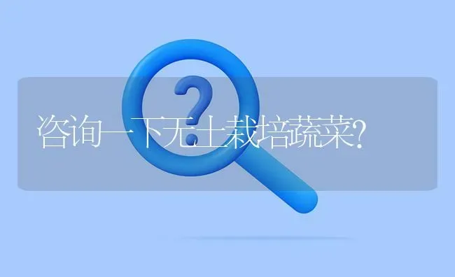 咨询一下无土栽培蔬菜? | 养殖问题解答