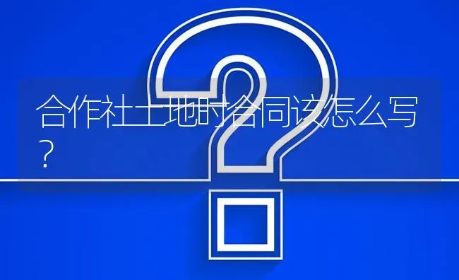 合作社土地时合同该怎么写? | 养殖问题解答