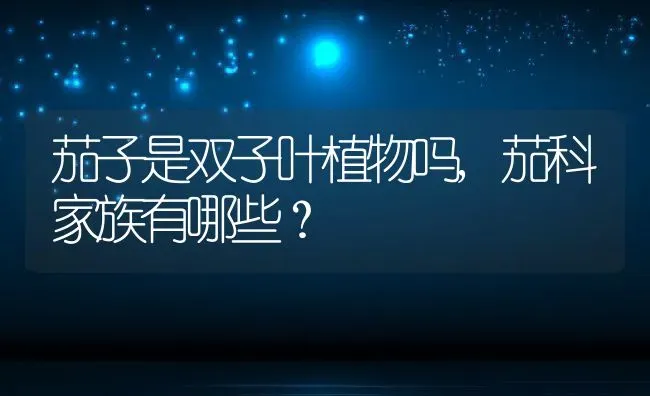 茄子是双子叶植物吗,茄科家族有哪些？ | 养殖常见问题