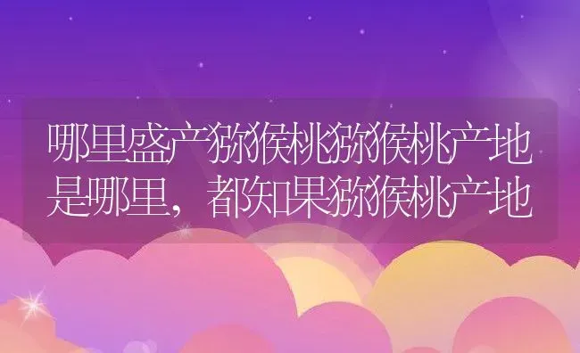 哪里盛产猕猴桃猕猴桃产地是哪里,都知果猕猴桃产地 | 养殖常见问题