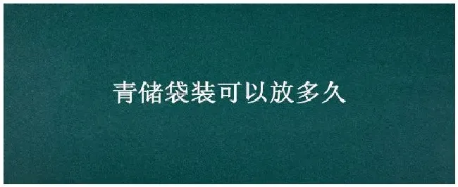 青储袋装可以放多久 | 三农答疑