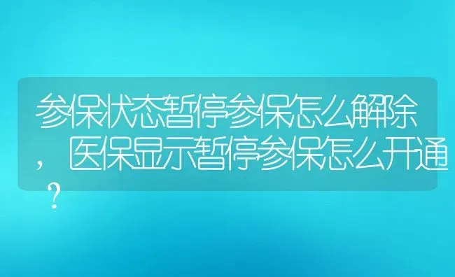 参保状态暂停参保怎么解除,医保显示暂停参保怎么开通？ | 养殖常见问题