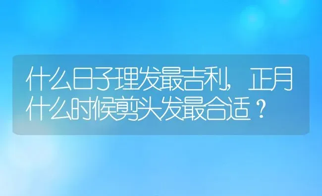 什么日子理发最吉利,正月什么时候剪头发最合适？ | 养殖常见问题