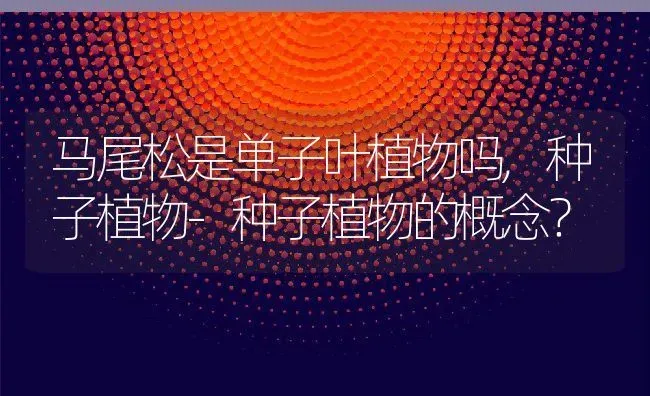 马尾松是单子叶植物吗,种子植物-种子植物的概念？ | 养殖常见问题