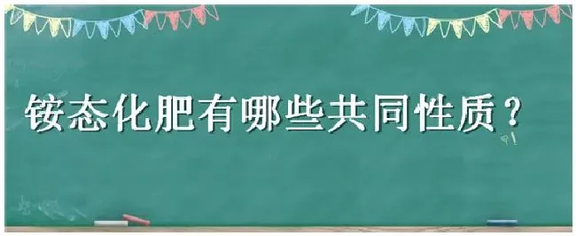 铵态化肥有哪些共同性质 | 农业问题