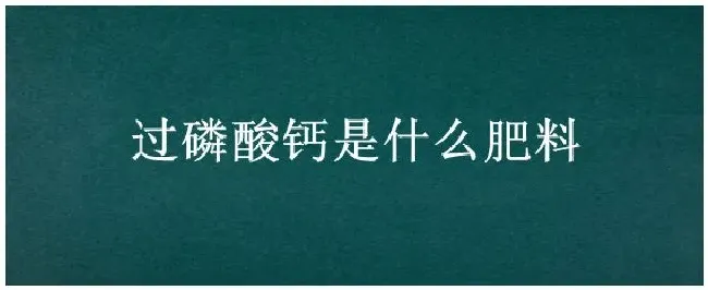 过磷酸钙是什么肥料 | 农业常识