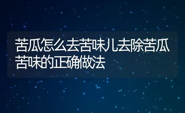 苦瓜怎么去苦味儿去除苦瓜苦味的正确做法 | 养殖常见问题