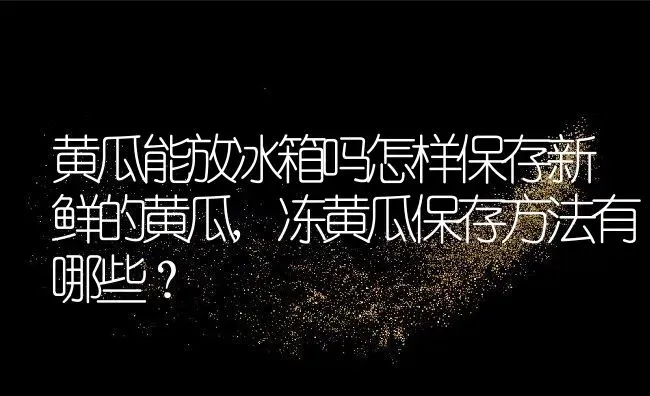 黄瓜能放冰箱吗怎样保存新鲜的黄瓜,冻黄瓜保存方法有哪些？ | 养殖常见问题