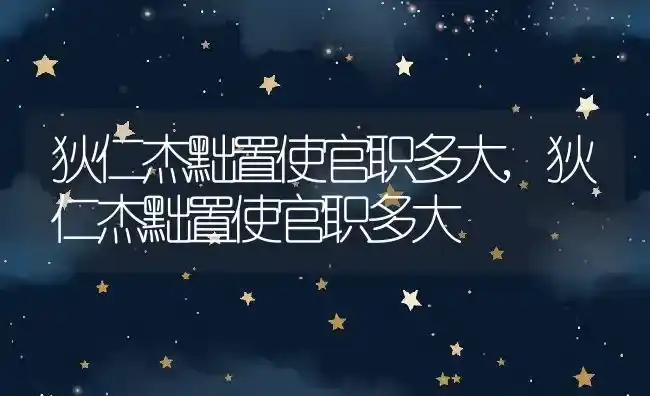 狄仁杰黜置使官职多大,狄仁杰黜置使官职多大 | 养殖常见问题