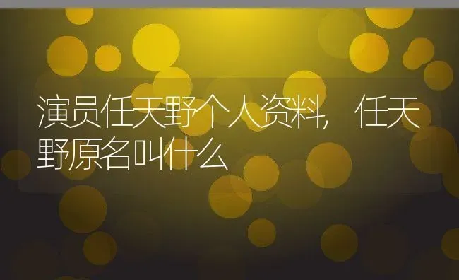 演员任天野个人资料,任天野原名叫什么 | 养殖常见问题