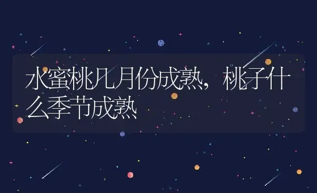 水蜜桃几月份成熟,桃子什么季节成熟 | 养殖常见问题