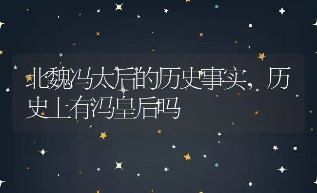 北魏冯太后的历史事实,历史上有冯皇后吗 | 养殖常见问题