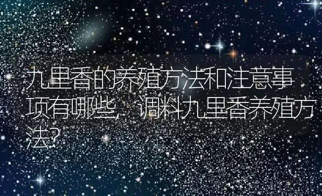 九里香的养殖方法和注意事项有哪些,调料九里香养殖方法？ | 养殖常见问题