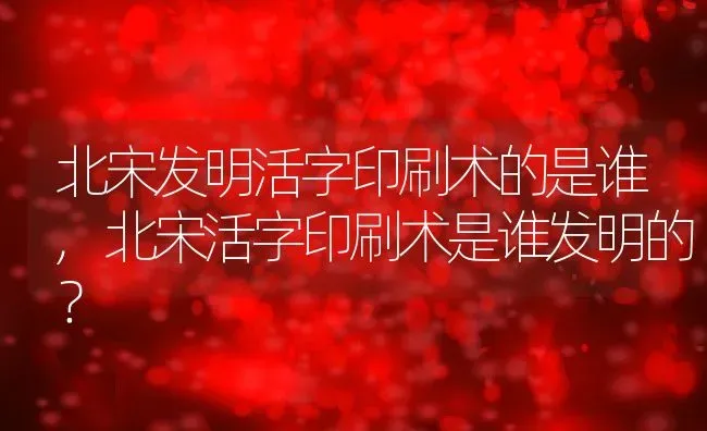 北宋发明活字印刷术的是谁,北宋活字印刷术是谁发明的？ | 养殖常见问题