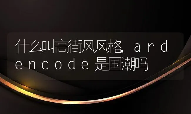 什么叫高街风风格,ardencode是国潮吗 | 养殖常见问题