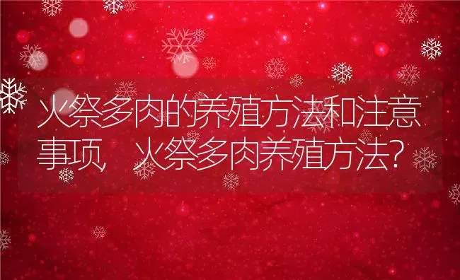 火祭多肉的养殖方法和注意事项,火祭多肉养殖方法？ | 养殖常见问题