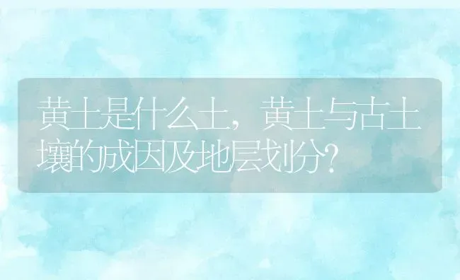 黄土是什么土,黄土与古土壤的成因及地层划分？ | 养殖常见问题