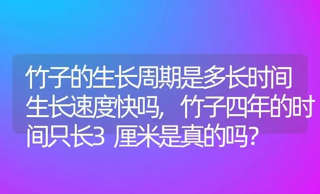 竹子的生长周期是多长时间生长速度快吗,竹子四年的时间只长3厘米是真的吗？ | 养殖常见问题