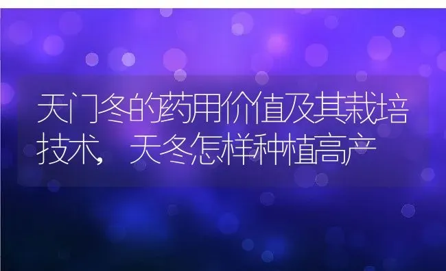 天门冬的药用价值及其栽培技术,天冬怎样种植高产 | 养殖常见问题