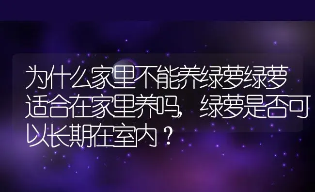 为什么家里不能养绿萝绿萝适合在家里养吗,绿萝是否可以长期在室内？ | 养殖常见问题