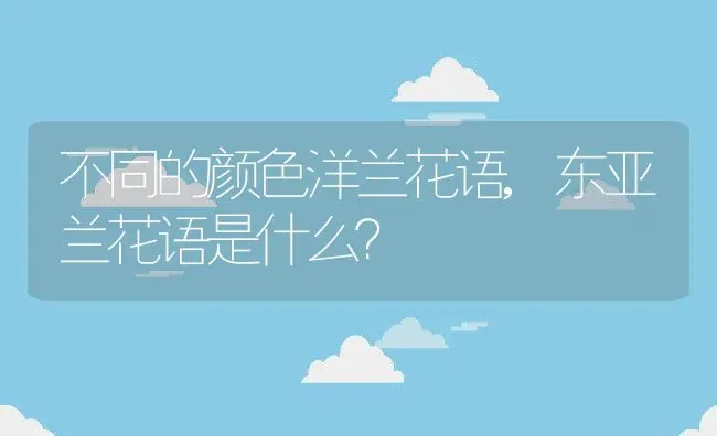 不同的颜色洋兰花语,东亚兰花语是什么？ | 养殖常见问题