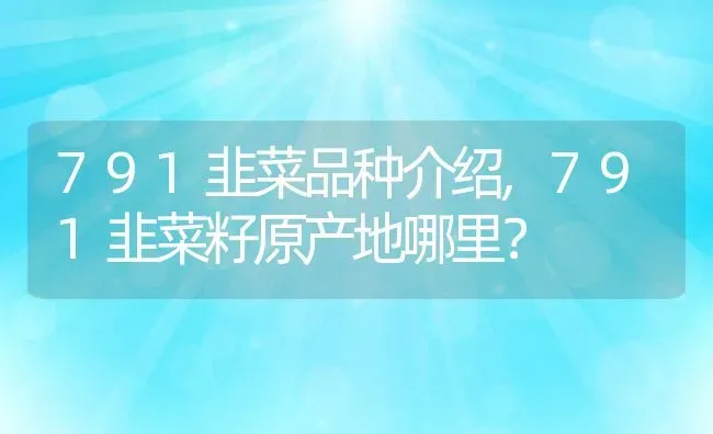 791韭菜品种介绍,791韭菜籽原产地哪里？ | 养殖常见问题