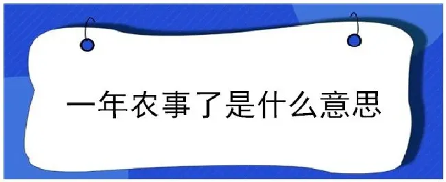 一年农事了是什么意思 | 生活常识