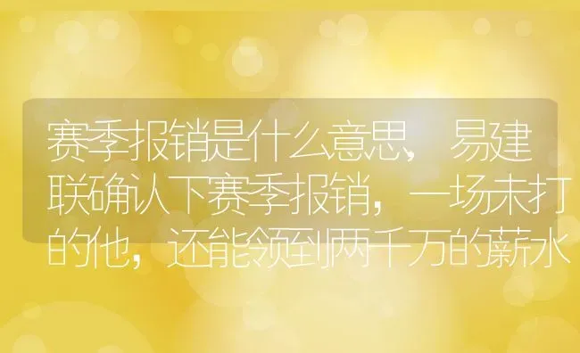 赛季报销是什么意思,易建联确认下赛季报销，一场未打的他，还能领到两千万的薪水吗 | 养殖常见问题