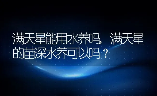 满天星能用水养吗,满天星的苗深水养可以吗？ | 养殖常见问题