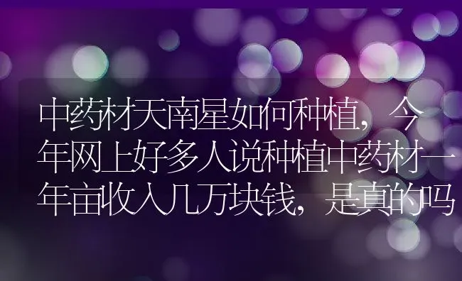 中药材天南星如何种植,今年网上好多人说种植中药材一年亩收入几万块钱，是真的吗 | 养殖常见问题