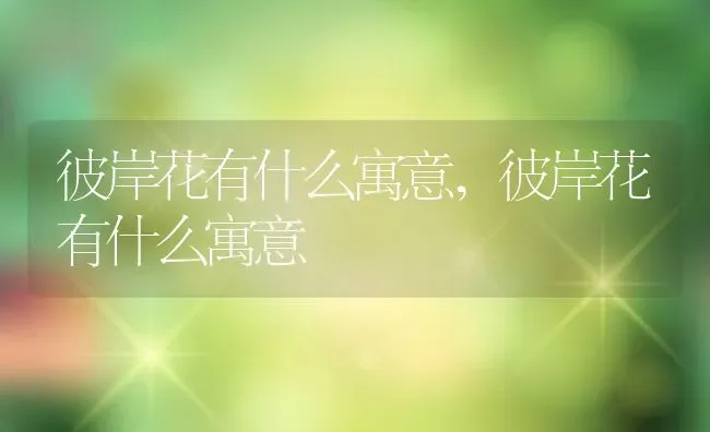 彼岸花有什么寓意,彼岸花有什么寓意 | 养殖常见问题