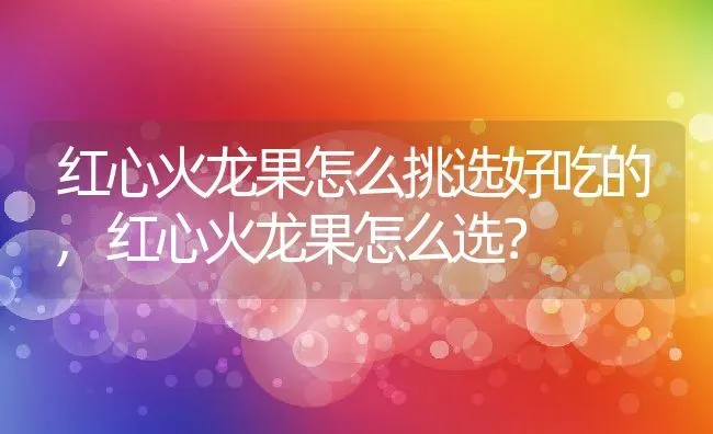 红心火龙果怎么挑选好吃的,红心火龙果怎么选？ | 养殖常见问题