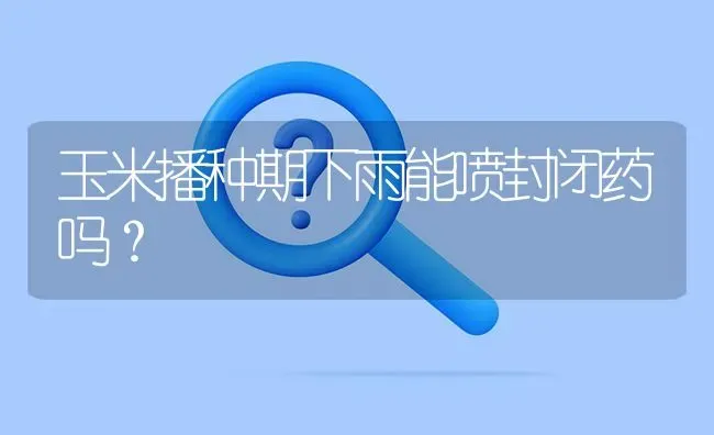 玉米播种期下雨能喷封闭药吗? | 养殖问题解答