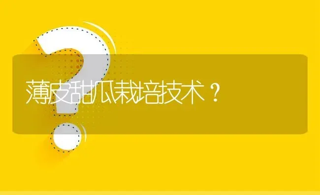 薄皮甜瓜栽培技术? | 养殖问题解答