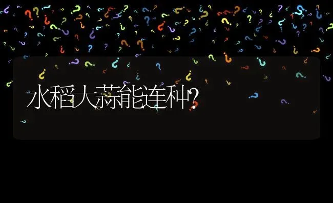 水稻大蒜能连种? | 养殖问题解答