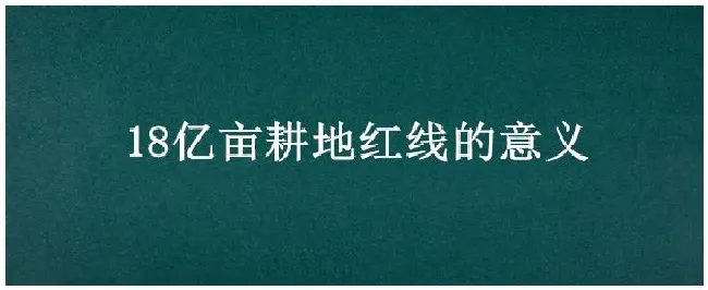 18亿亩耕地红线的意义 | 农业问题