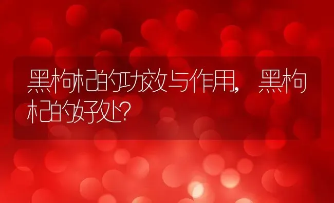 黑枸杞的功效与作用,黑枸杞的好处？ | 养殖常见问题