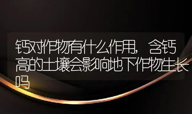 钙对作物有什么作用,含钙高的土壤会影响地下作物生长吗 | 养殖常见问题