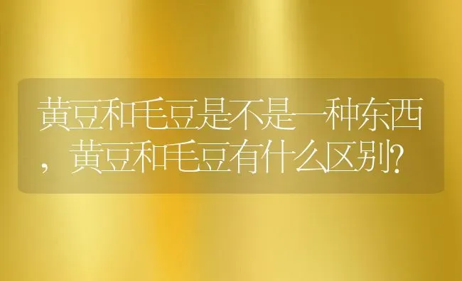 黄豆和毛豆是不是一种东西,黄豆和毛豆有什么区别？ | 养殖常见问题