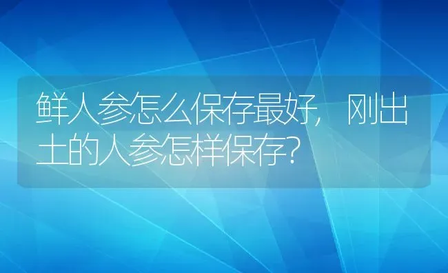 鲜人参怎么保存最好,刚出土的人参怎样保存？ | 养殖常见问题