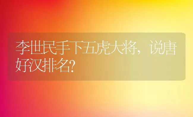 李世民手下五虎大将,说唐好汉排名？ | 养殖常见问题